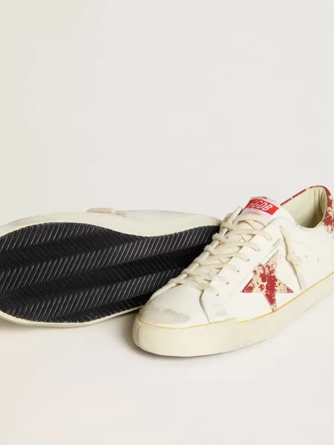 Super-Star LAB alb pentru bărbați, cu stea cu efect ruginit și bandă la călcâi Super-Star LAB alb pentru bărbați, cu stea cu efect ruginit și bandă la călcâi