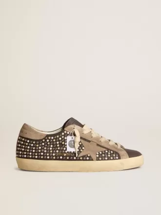 Super-Star LTD din nubuc gri cu perle Swarovski și stea din piele de căprioară