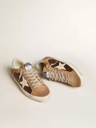 Super-Star LTD din piele maro și piele de căprioară tabac cu stea albă Super-Star LTD din piele maro și piele de căprioară tabac cu stea albă