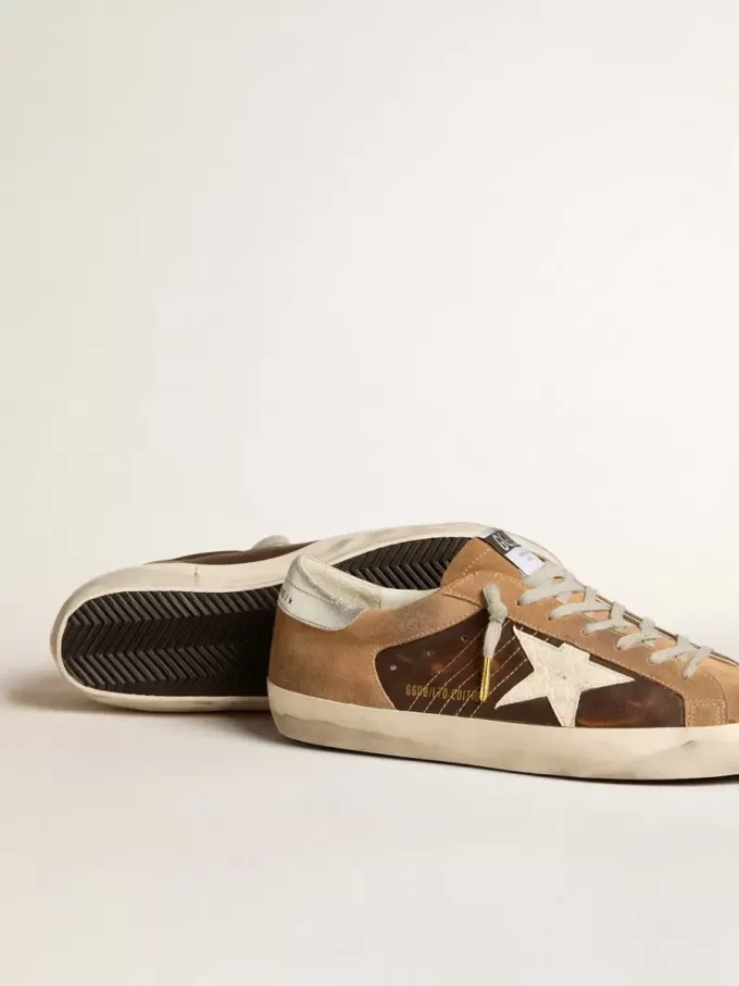 Super-Star LTD din piele maro și piele de căprioară tabac cu stea albă Super-Star LTD din piele maro și piele de căprioară tabac cu stea albă