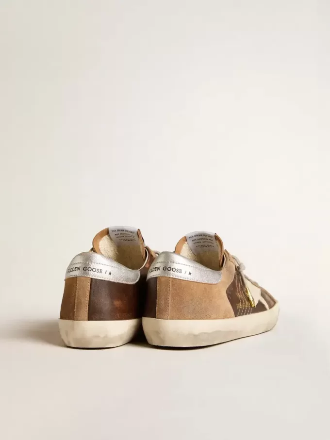 Super-Star LTD din piele maro și piele de căprioară tabac cu stea albă Super-Star LTD din piele maro și piele de căprioară tabac cu stea albă