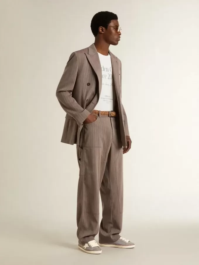 Super-Star LTD din piele nubuc albastru deschis, cu stea din piele albă și călcâi din piele maro Super-Star LTD din piele nubuc albastru deschis, cu stea din piele albă și călcâi din piele maro