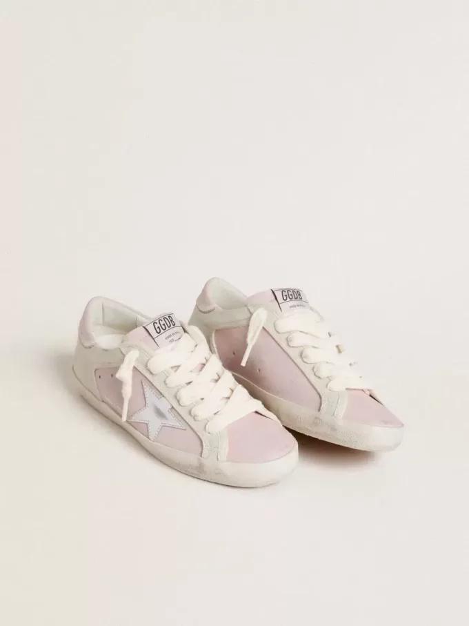 Super-Star LTD din piele roz cu stea din piele argintie și călcâi din piele roz Super-Star LTD din piele roz cu stea din piele argintie și călcâi din piele roz