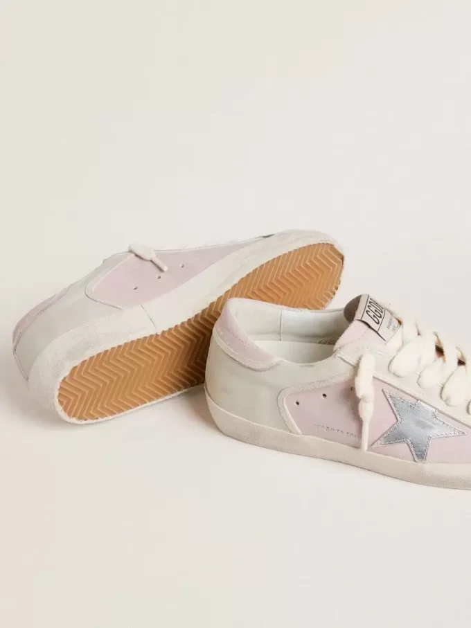 Super-Star LTD din piele roz cu stea din piele argintie și călcâi din piele roz Super-Star LTD din piele roz cu stea din piele argintie și călcâi din piele roz