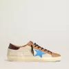 Super-Star LTD pentru bărbați, de culoare bej, cu stea albastră deschisă și talpă cu imprimeu crocodil Super-Star LTD pentru bărbați, de culoare bej, cu stea albastră deschisă și talpă cu imprimeu crocodil