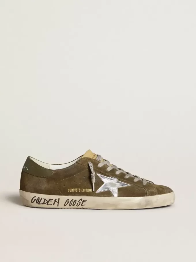 Super-Star LTD pentru bărbați din piele de căprioară cu stea din piele metalică și călcâi din piele Super-Star LTD pentru bărbați din piele de căprioară cu stea din piele metalică și călcâi din piele