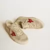 Super-Star LTD pentru bărbați, din piele de căprioară gri, cu stea din piele roșie