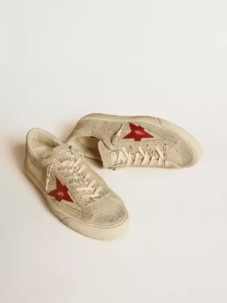 Super-Star LTD pentru bărbați, din piele de căprioară gri, cu stea din piele roșie Super-Star LTD pentru bărbați, din piele de căprioară gri, cu stea din piele roșie
