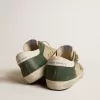Super-Star LTD pentru bărbați, din plasă crem și piele nappa verde, cu stea din piele nappa