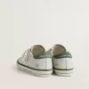 Super-Star LTD pentru femei, cu stea din piele albă și călcâi din piele de căprioară verde Super-Star LTD pentru femei, cu stea din piele albă și călcâi din piele de căprioară verde