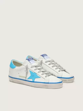 Super-Star LTD pentru femei, din piele albă, cu stea și călcâi din piele albastră deschisă