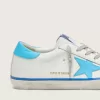 Super-Star LTD pentru femei, din piele albă, cu stea și călcâi din piele albastră deschisă Super-Star LTD pentru femei, din piele albă, cu stea și călcâi din piele albastră deschisă