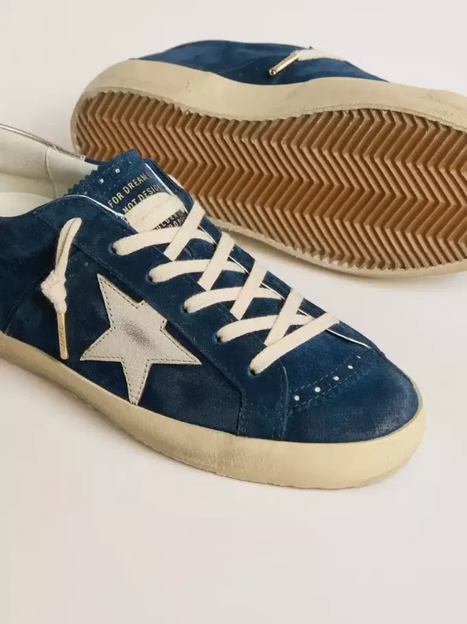 Super-Star LTD pentru femei, din piele de căprioară albastră cu stea albă