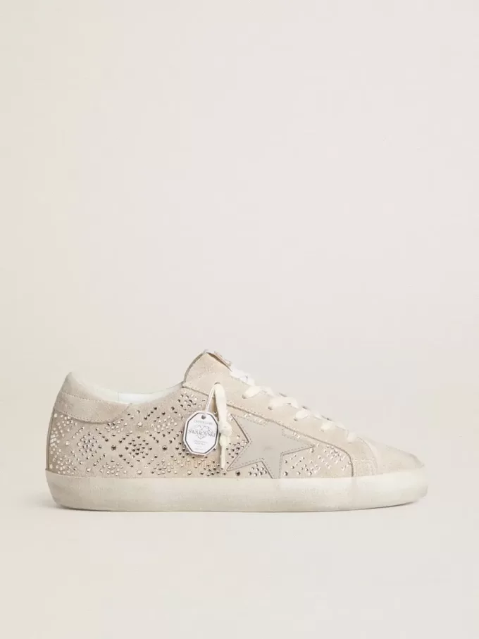 Super-Star LTD pentru femei, din piele de căprioară, cu cristale Swarovski și stea din piele gri-gheață Super-Star LTD pentru femei, din piele de căprioară, cu cristale Swarovski și stea din piele gri-gheață