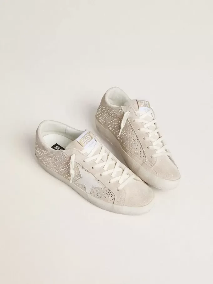Super-Star LTD pentru femei, din piele de căprioară, cu cristale Swarovski și stea din piele gri-gheață Super-Star LTD pentru femei, din piele de căprioară, cu cristale Swarovski și stea din piele gri-gheață
