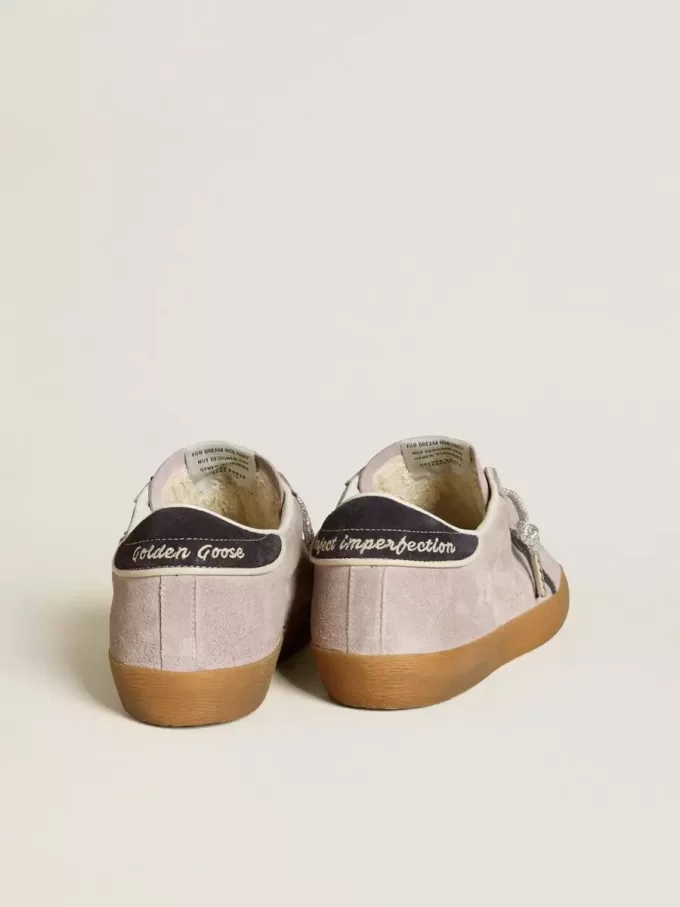 Super-Star LTD pentru femei, din piele de căprioară liliac, cu stea și călcâi din piele de căprioară albastru închis Super-Star LTD pentru femei, din piele de căprioară liliac, cu stea și călcâi din piele de căprioară albastru închis