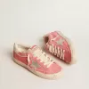 Super-Star LTD pentru femei, din piele de căprioară roșie, cu stea argintie și talpă din piele Super-Star LTD pentru femei, din piele de căprioară roșie, cu stea argintie și talpă din piele