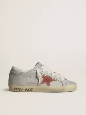 Super-Star LTD pentru femei, din piele gri cu stea din piele de căprioară roșu cărămiziu Super-Star LTD pentru femei, din piele gri cu stea din piele de căprioară roșu cărămiziu