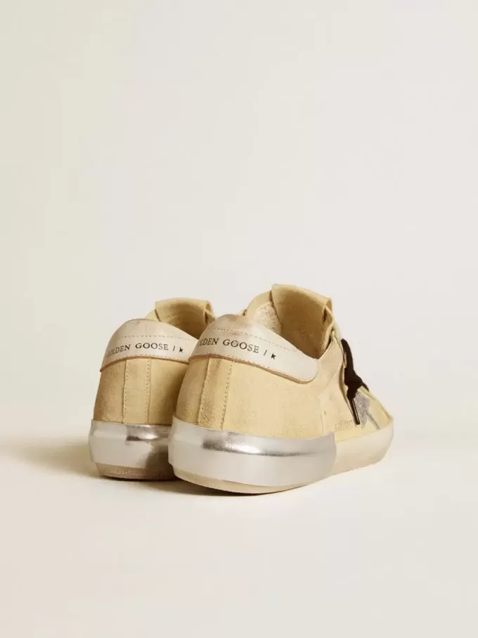 Super-Star LTD pentru femei, din piele întoarsă, cu stea strălucitoare și călcâi din piele Super-Star LTD pentru femei, din piele întoarsă, cu stea strălucitoare și călcâi din piele