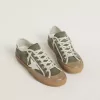 Super-Star LTD pentru femei, din pânză verde cu stea din piele albă Super-Star LTD pentru femei, din pânză verde cu stea din piele albă