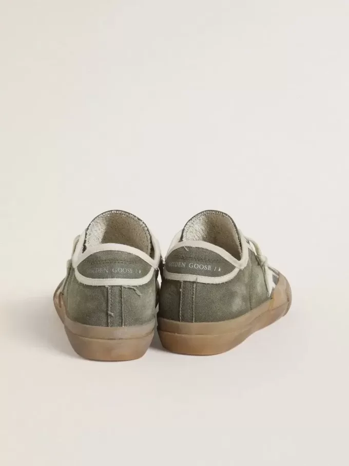 Super-Star LTD pentru femei, din pânză verde cu stea din piele albă Super-Star LTD pentru femei, din pânză verde cu stea din piele albă