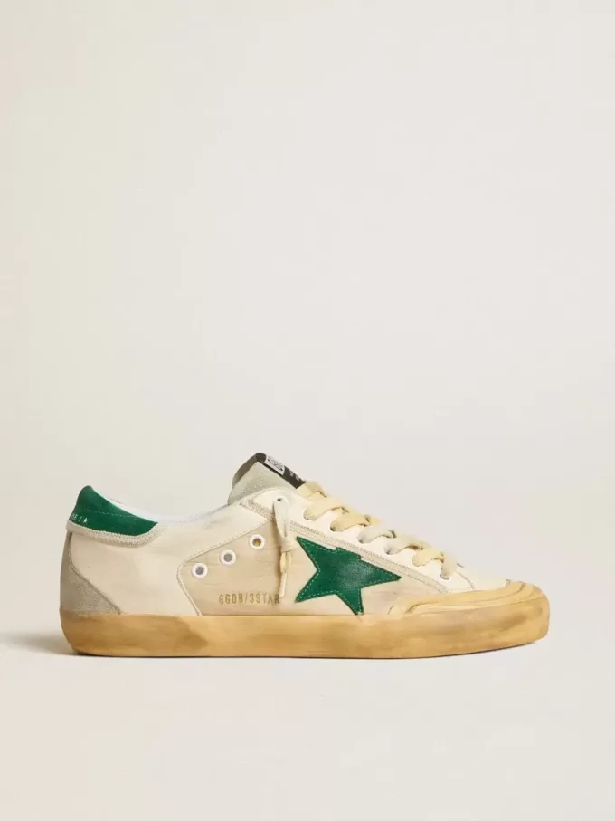 Super-Star Penstar pentru bărbați, din piele nappa și nailon, cu stea și călcâi din piele de căprioară verde Super-Star Penstar pentru bărbați, din piele nappa și nailon, cu stea și călcâi din piele de căprioară verde