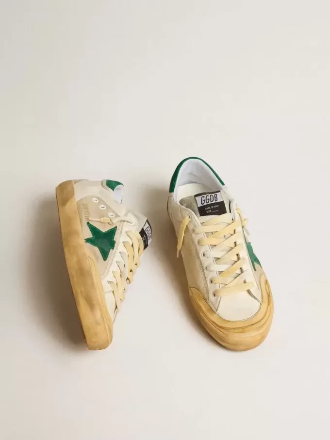 Super-Star Penstar pentru bărbați, din piele nappa și nailon, cu stea și călcâi din piele de căprioară verde Super-Star Penstar pentru bărbați, din piele nappa și nailon, cu stea și călcâi din piele de căprioară verde
