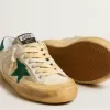 Super-Star Penstar pentru bărbați, din piele nappa și nailon, cu stea și călcâi din piele de căprioară verde Super-Star Penstar pentru bărbați, din piele nappa și nailon, cu stea și călcâi din piele de căprioară verde