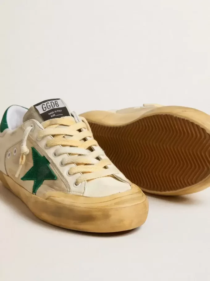 Super-Star Penstar pentru bărbați, din piele nappa și nailon, cu stea și călcâi din piele de căprioară verde Super-Star Penstar pentru bărbați, din piele nappa și nailon, cu stea și călcâi din piele de căprioară verde