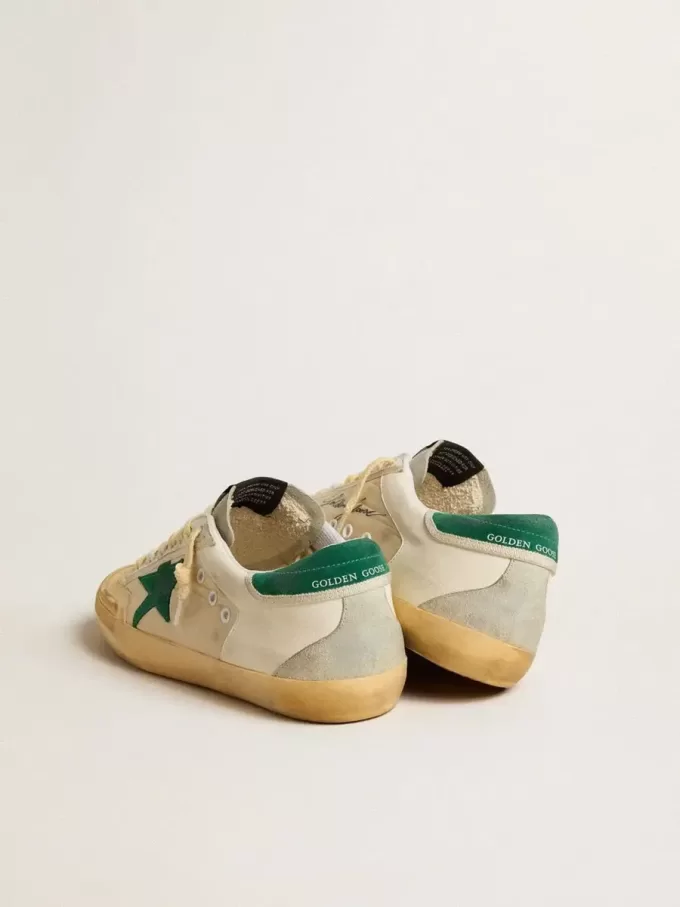 Super-Star Penstar pentru bărbați, din piele nappa și nailon, cu stea și călcâi din piele de căprioară verde Super-Star Penstar pentru bărbați, din piele nappa și nailon, cu stea și călcâi din piele de căprioară verde