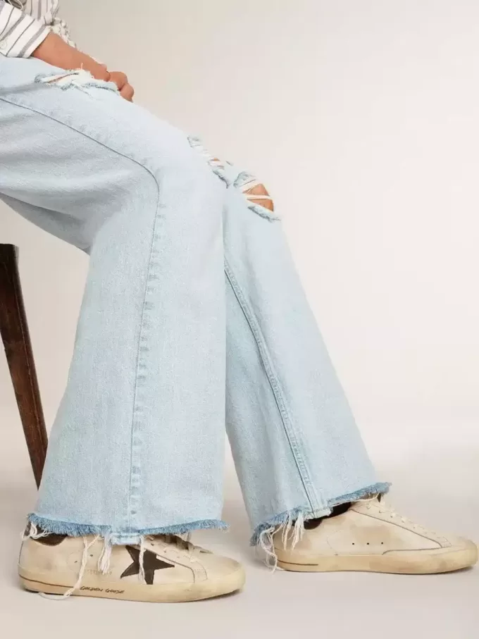 Super-Star pentru bărbați din piele cu stea din denim negru și călcâi din piele neagră Super-Star pentru bărbați din piele cu stea din denim negru și călcâi din piele neagră