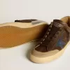 Super-Star pentru bărbați, din piele, cu stea din piele albastră și călcâi din nubuc bej Super-Star pentru bărbați, din piele, cu stea din piele albastră și călcâi din nubuc bej