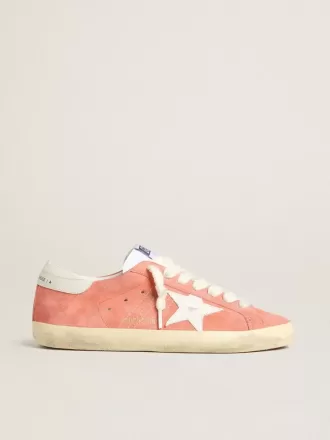 Super-Star pentru bărbați, din piele de căprioară coral cu stea și călcâi din piele albă Super-Star pentru bărbați, din piele de căprioară coral cu stea și călcâi din piele albă