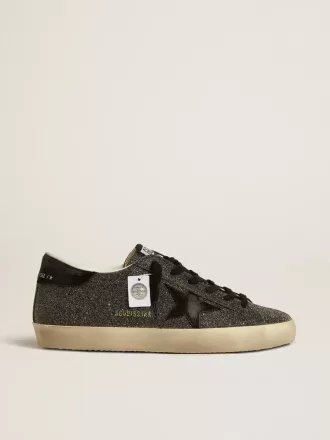 Super-Star pentru femei, cu cristale Swarovski negre și stea din piele de căprioară neagră Super-Star pentru femei, cu cristale Swarovski negre și stea din piele de căprioară neagră