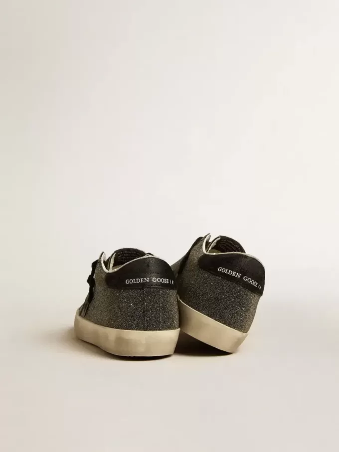 Super-Star pentru femei, cu cristale Swarovski negre și stea din piele de căprioară neagră