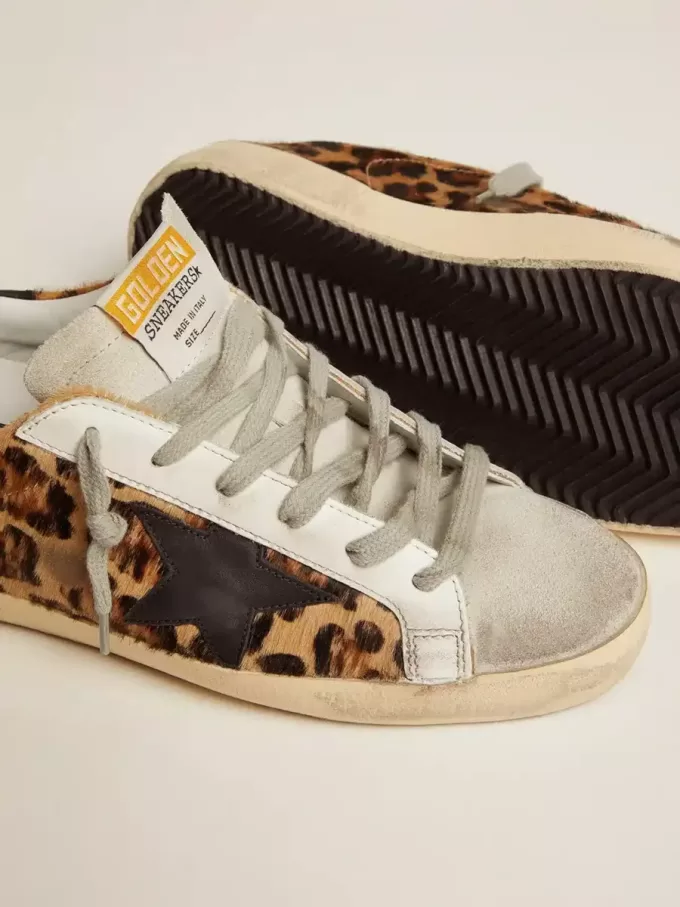 Super-Star pentru femei din piele cu imprimeu leopard