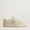 Super-Star pentru femei din piele de căprioară bej cu perle și cristale Swarovski Super-Star pentru femei din piele de căprioară bej cu perle și cristale Swarovski