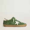 Super-Star pentru femei din piele de căprioară verde cu stea albă Super-Star pentru femei din piele de căprioară verde cu stea albă