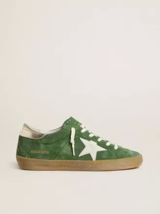 Super-Star pentru femei din piele de căprioară verde cu stea albă Super-Star pentru femei din piele de căprioară verde cu stea albă