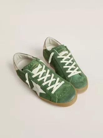 Super-Star pentru femei din piele de căprioară verde cu stea albă Super-Star pentru femei din piele de căprioară verde cu stea albă