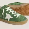 Super-Star pentru femei din piele de căprioară verde cu stea albă Super-Star pentru femei din piele de căprioară verde cu stea albă