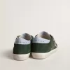 Super-Star pentru femei din piele de căprioară verde, stea argintie strălucitoare și călcâi din piele Super-Star pentru femei din piele de căprioară verde, stea argintie strălucitoare și călcâi din piele