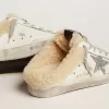 Super-Star Sabot pentru femei din piele albă și căptușeală din piele de oaie Super-Star Sabot pentru femei din piele albă și căptușeală din piele de oaie