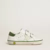 Teen Old School din piele albă cu talpă din piele nappa verde și inserție verde Teen Old School din piele albă cu talpă din piele nappa verde și inserție verde