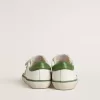 Teen Old School din piele albă cu talpă din piele nappa verde și inserție verde Teen Old School din piele albă cu talpă din piele nappa verde și inserție verde