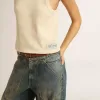 Top fără mâneci, de culoarea pergamentului Top fără mâneci, de culoarea pergamentului