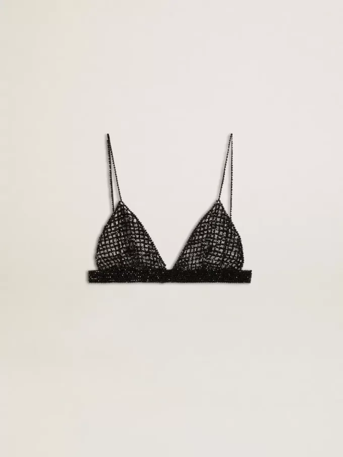 Top negru croșetat pentru femei, cu cristale Top negru croșetat pentru femei, cu cristale