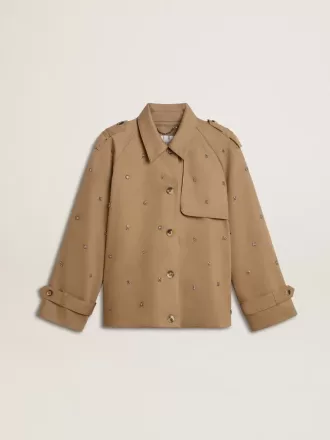 Trench oversized pentru femei cu cristale