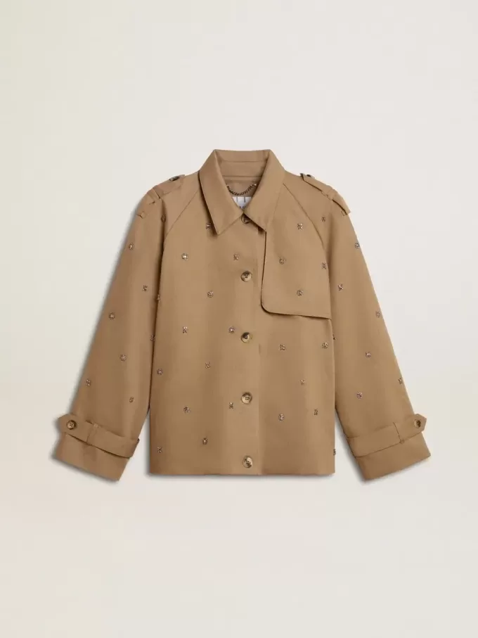 Trench oversized pentru femei cu cristale