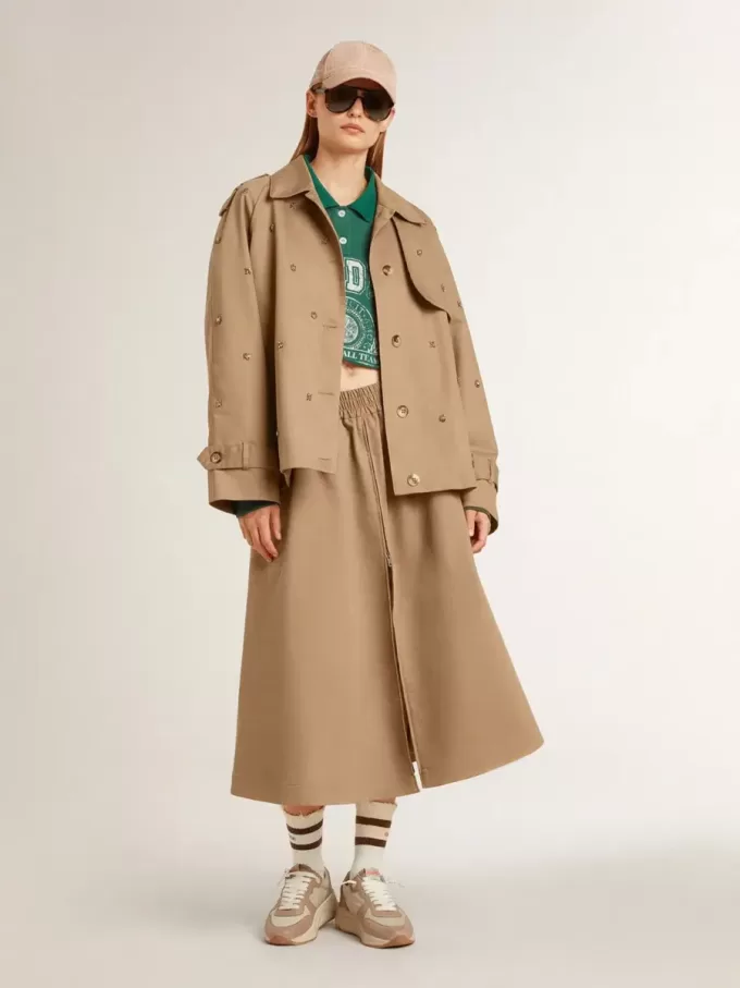 Trench oversized pentru femei cu cristale
